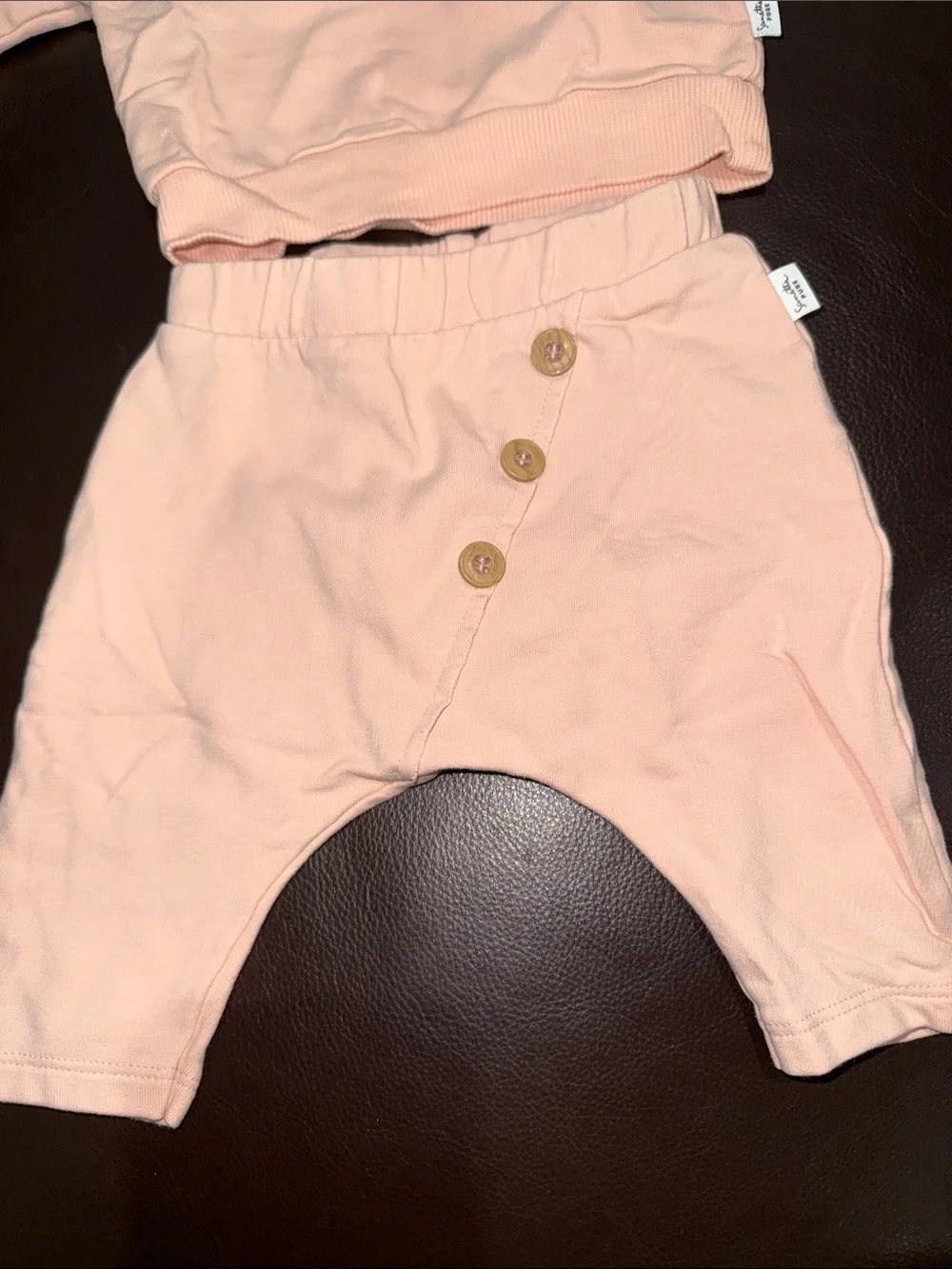 Sanetta pure European organic cotton baby girl two piece pink set 2-4 months